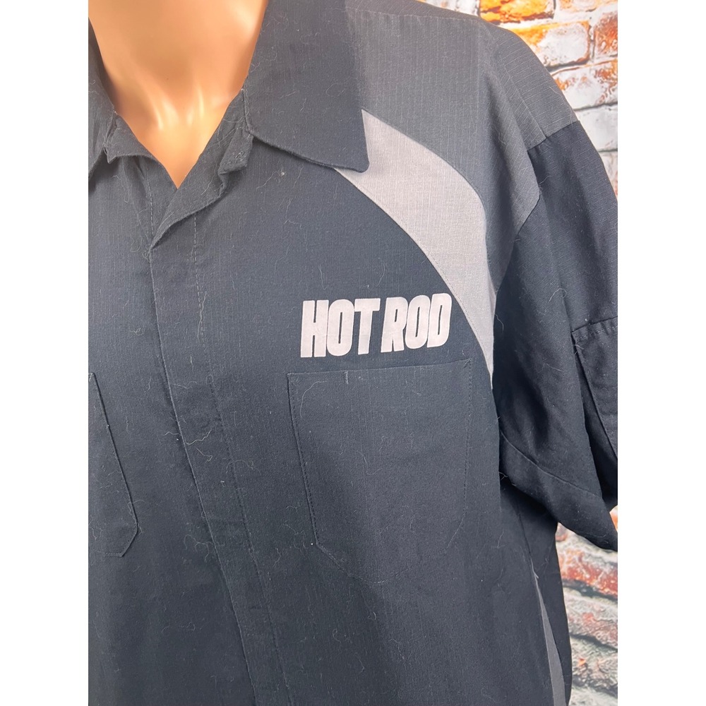 Red Kap Hot Rod Mechanic Shirt Mens XXL Black Grey Muscle Car Graphic Work Shirt - Picture 2 of 6